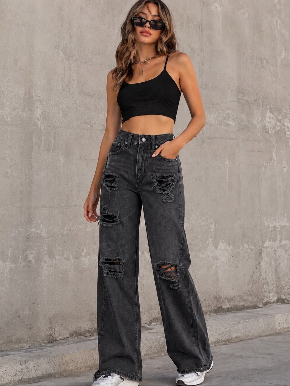 American Eagle washed black distressed jeans